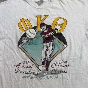 Vtg 1990's New Orleans T Shirt XL Baseball‎ Fraternity 1992 Hanes Beefy Tee USA